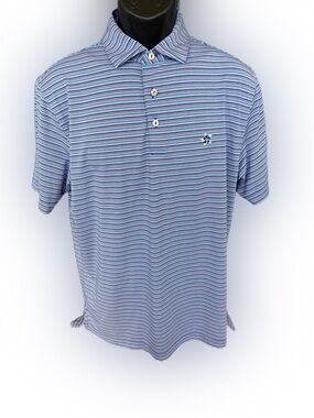 Peter Millar Summer Comfort Men’s Striped Polo Shirt. Size Medium